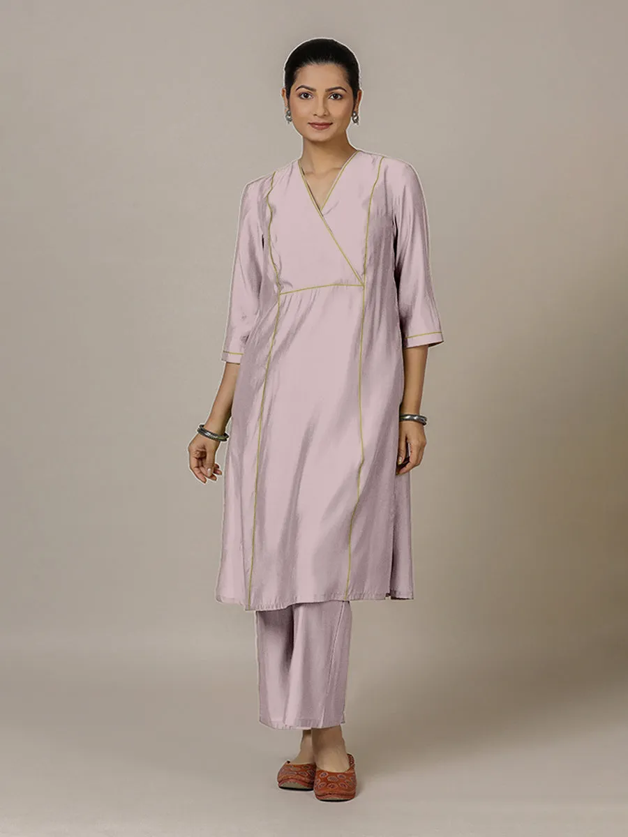 Amal x Rozaana | A Line Kurta in Lilac with Thread Work | Coords or Only Kurta