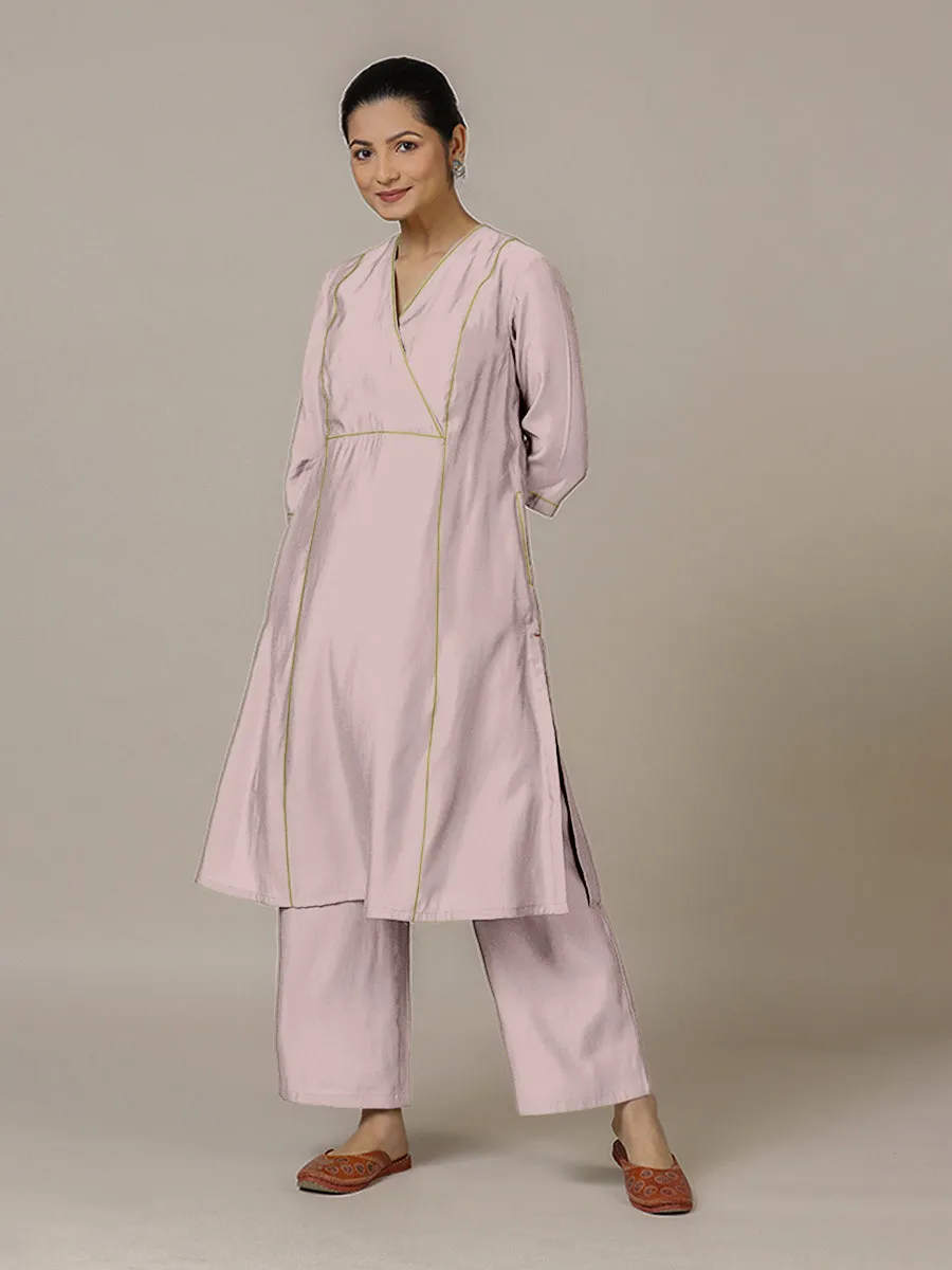 Amal x Rozaana | A Line Kurta in Lilac with Thread Work | Coords or Only Kurta