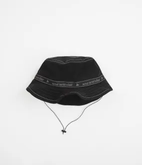 and wander JQ Tape Bucket Hat - Black and wander JQ Tape Bucket Hat - Black