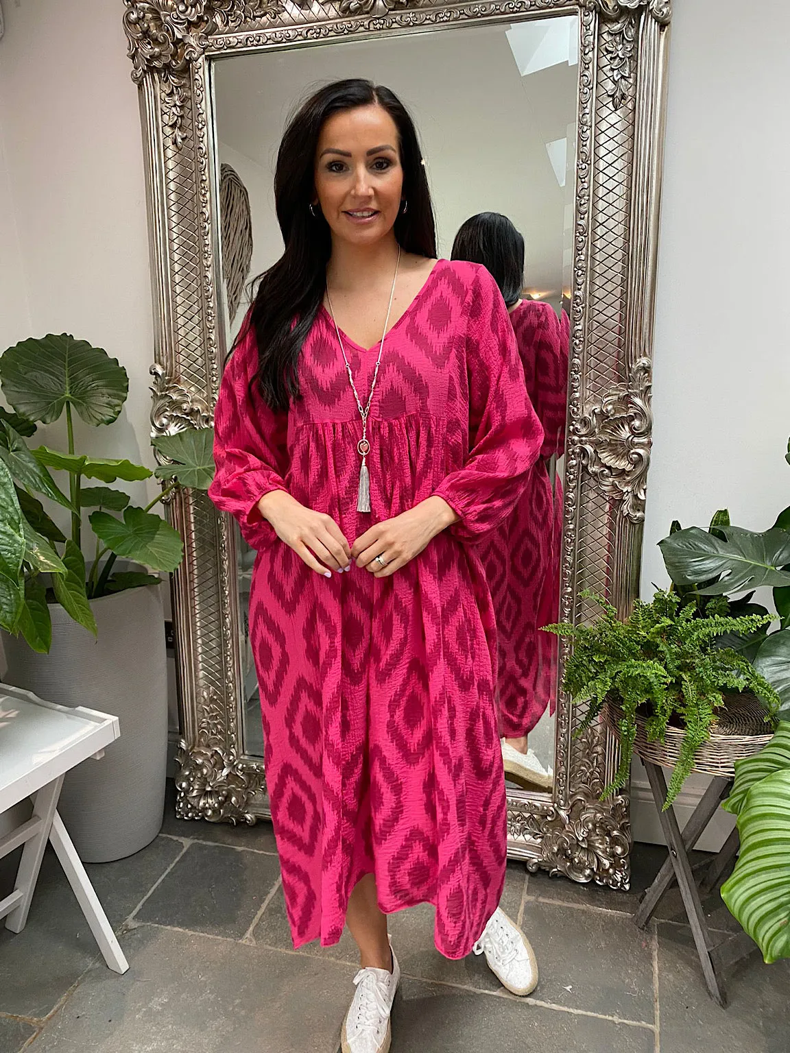 Aztec Textured Maxi Dress Ange