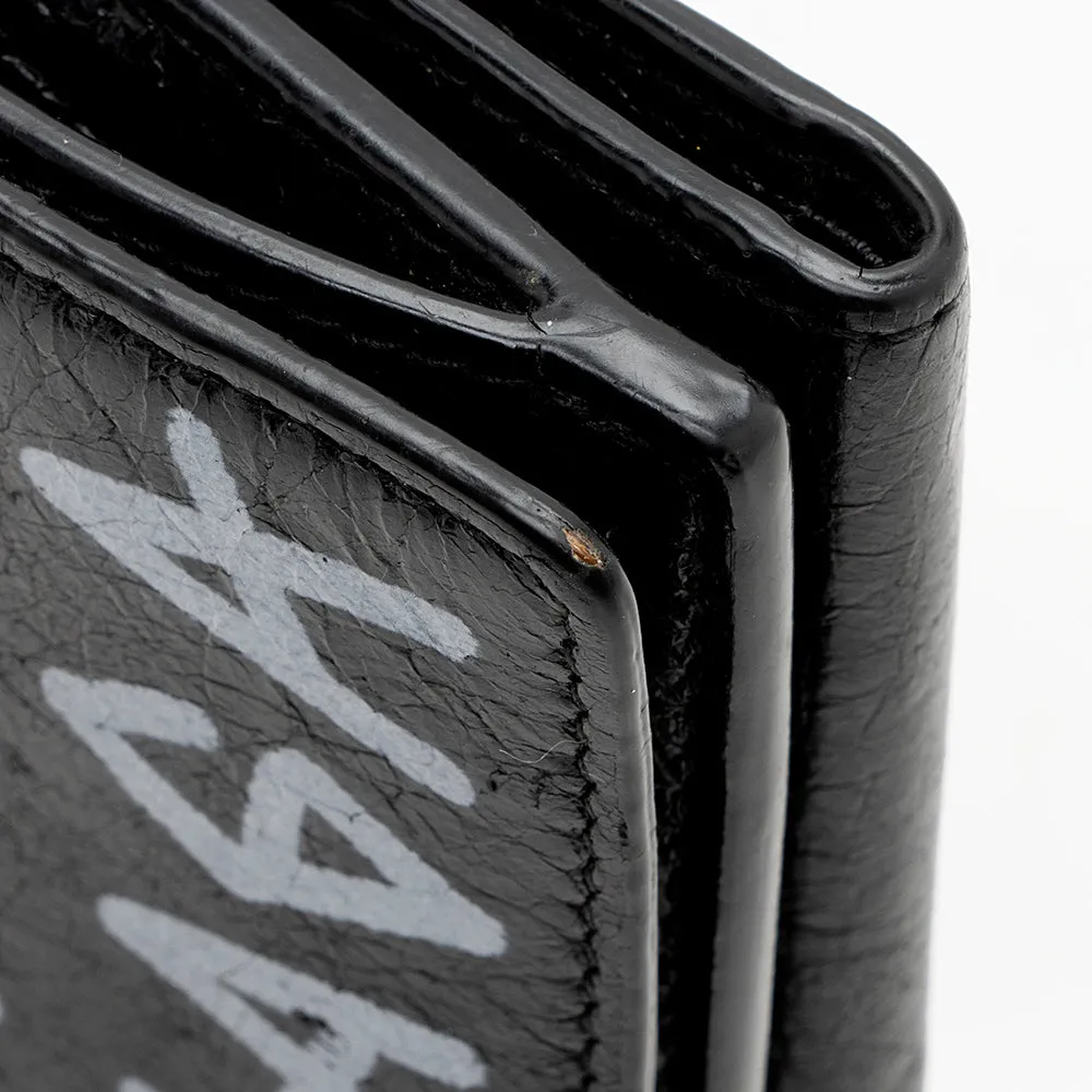 Balenciaga Leather Graffiti Mini Wallet (SHF-16612)
