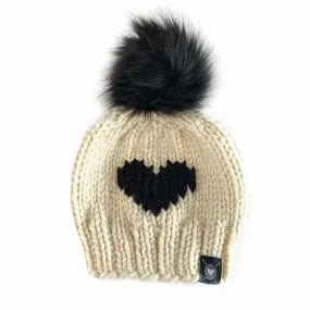 Big Heart Faux Fur Pom-Pom Beanie in Snow Lover Big Heart Faux Fur Pom-Pom Beanie in Snow Lover