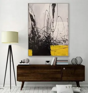 Black Grey Painting Yellow Painting Minimalist Abstract Oil Painting Qp087 Black Grey Painting Yellow Painting Minimalist Abstract Oil Painting Qp087