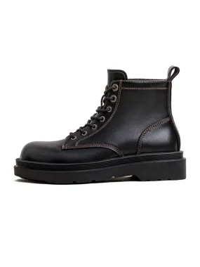 Black Leather Mid-Cut Martin Boots Black Leather Mid-Cut Martin Boots