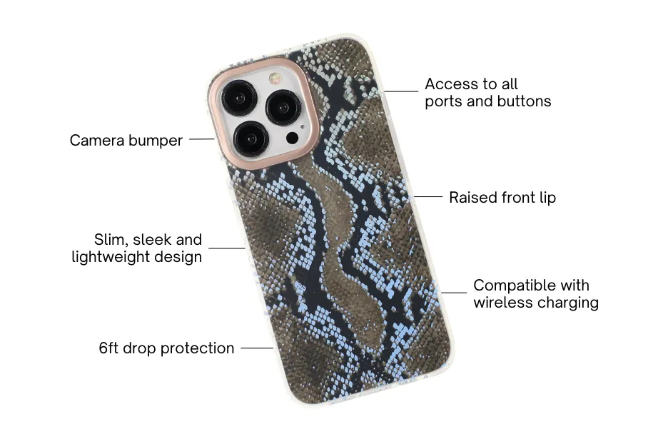 Black Snakeskin Holo Phone Case