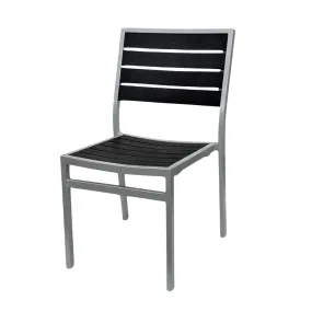 Black Synthetic Wood Side Chair Silver Aluminum Frame Black Synthetic Wood Side Chair Silver Aluminum Frame