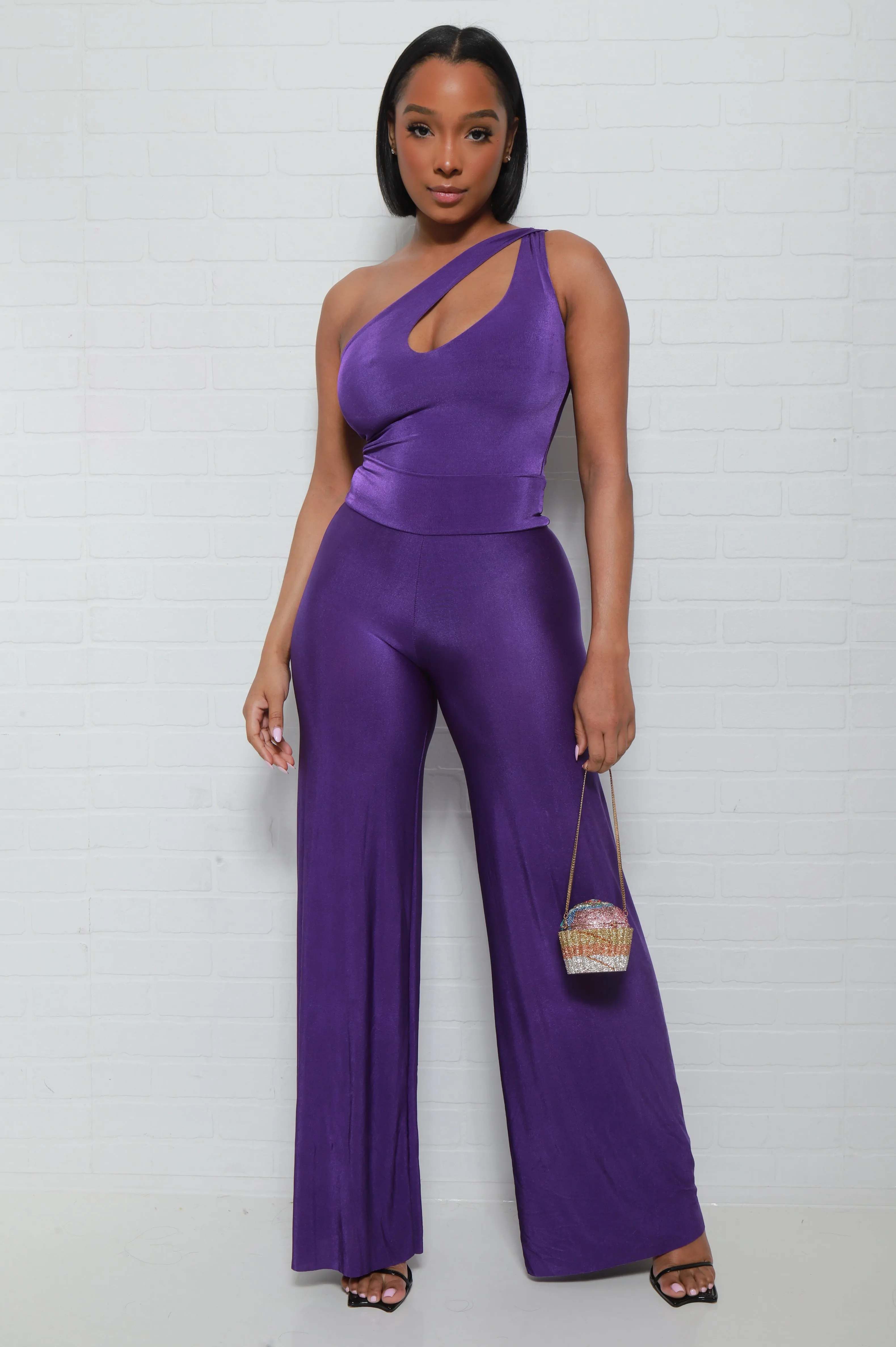 Bold Move One Shoulder Lined Bodysuit - Purple
