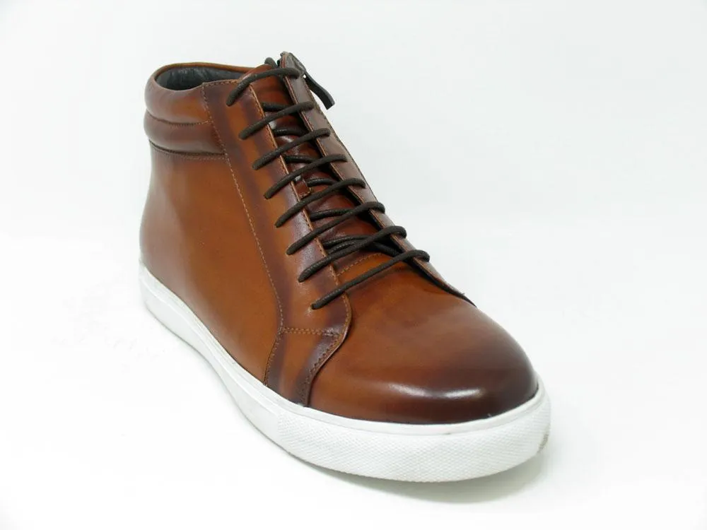 Calfskin High-Top Sneaker Whiskey