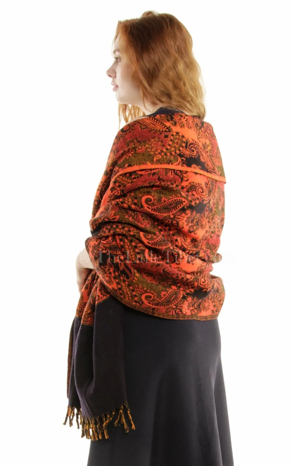 Cathy Burnt Orange Tibet Shawl (TS29-2)