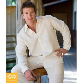 CHANCE 100% Organic Hemp Long-Sleeve Oxford Shirt (No pocket; Plastic-Free Nut Buttons) (Closeout - Final Sale) CHANCE 100% Organic Hemp Long-Sleeve Oxford Shirt (No pocket; Plastic-Free Nut Buttons) (Closeout - Final Sale)