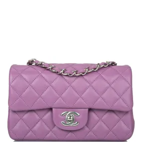Chanel Purple Quilted Lambskin Rectangular Mini Classic Flap Bag Silver Hardware Chanel Purple Quilted Lambskin Rectangular Mini Classic Flap Bag Silver Hardware