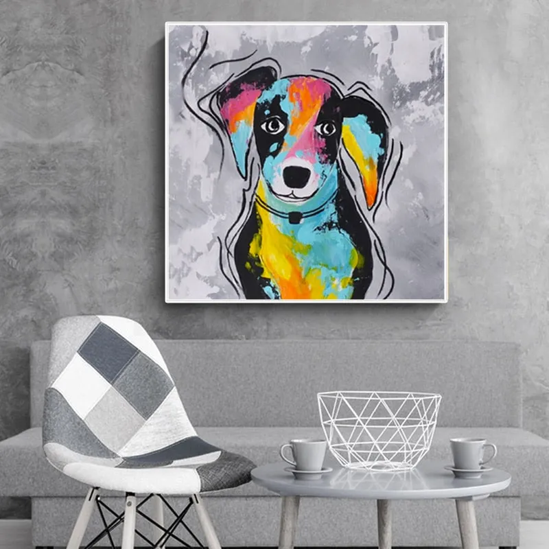Dachshund Graffiti Canvas Painting (No Frame)