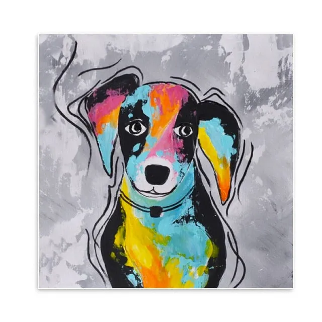 Dachshund Graffiti Canvas Painting (No Frame)