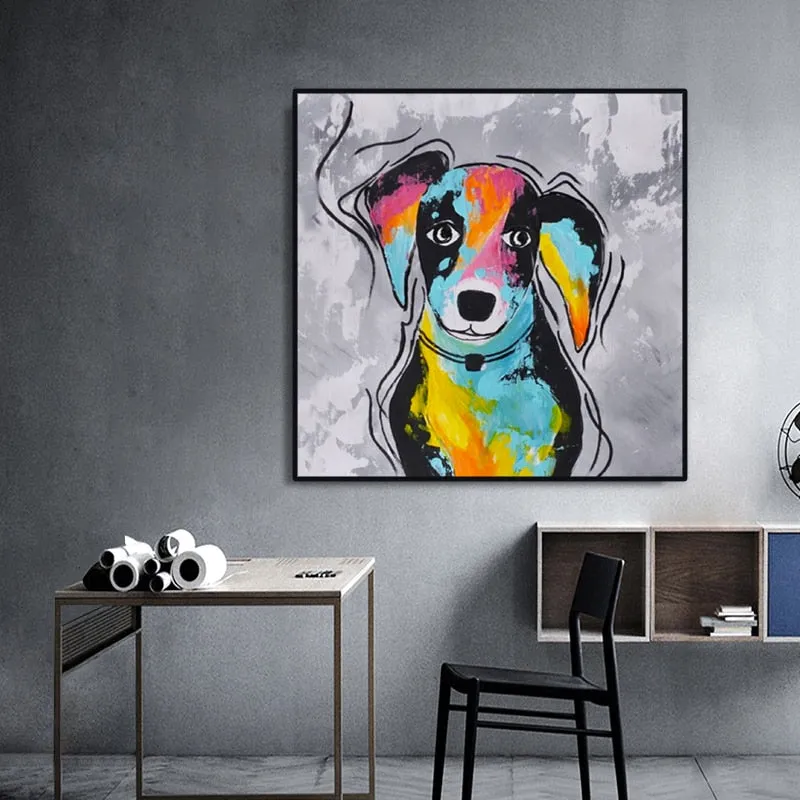 Dachshund Graffiti Canvas Painting (No Frame)