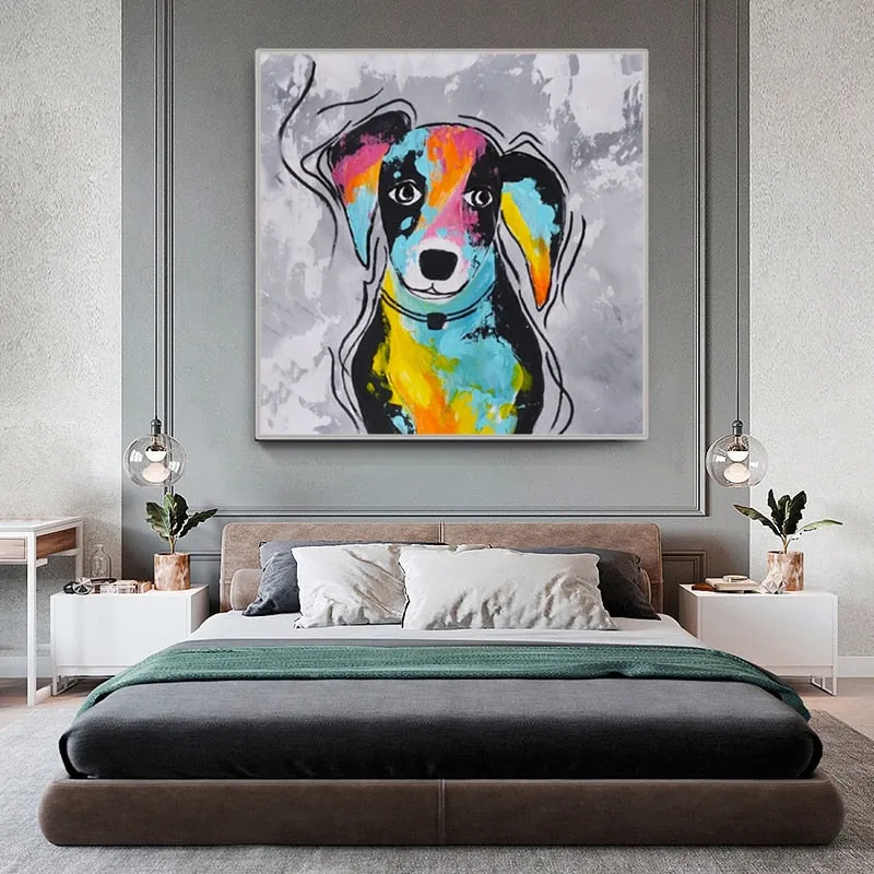 Dachshund Graffiti Canvas Painting (No Frame)