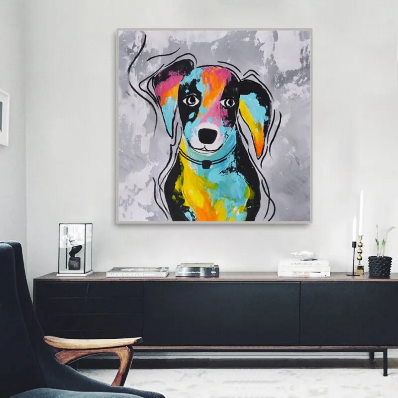 Dachshund Graffiti Canvas Painting (No Frame)