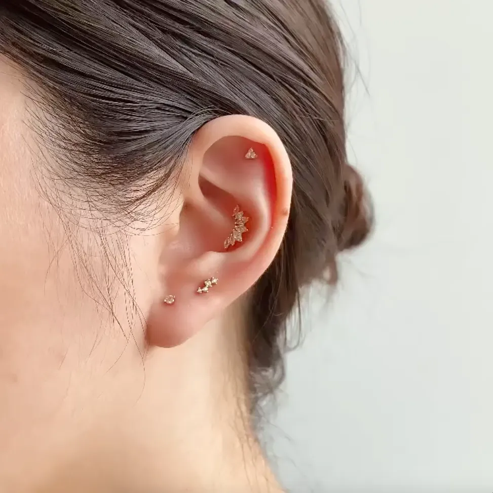 Diamante Gold Barbell Earring