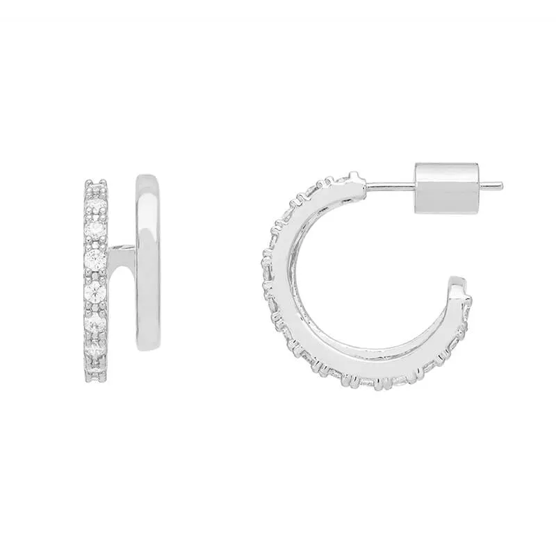 Double Hoop Illusion Pave Earrings