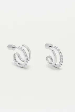 Double Hoop Illusion Pave Earrings Double Hoop Illusion Pave Earrings