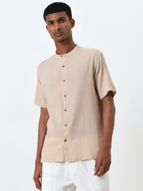 ETA Taupe Crinkle-Textured Relaxed-Fit Cotton Shirt ETA Taupe Crinkle-Textured Relaxed-Fit Cotton Shirt