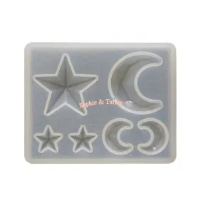 Faceted Moon & Stars Silicone Mold (from Japan) Faceted Moon & Stars Silicone Mold (from Japan)