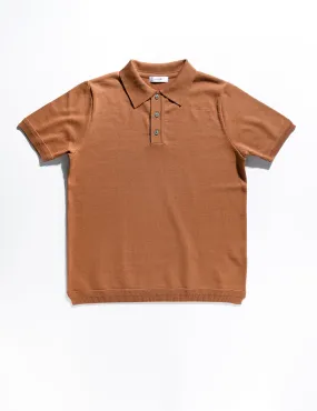 FINAL SALE: Knit Polo in Golden Brown FINAL SALE: Knit Polo in Golden Brown