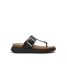 Fitflop Gen-FF Buckle Leather Toe Post Sandal Black Fitflop Gen-FF Buckle Leather Toe Post Sandal Black