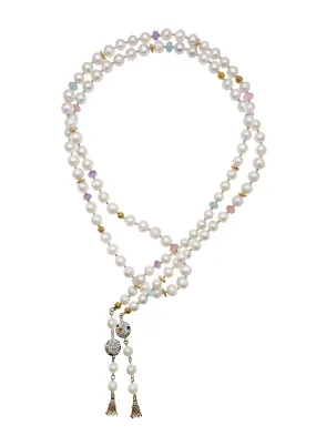 Freshwater Pearls With Rhinestones Open Ended Long Necklace EN022 Freshwater Pearls With Rhinestones Open Ended Long Necklace EN022