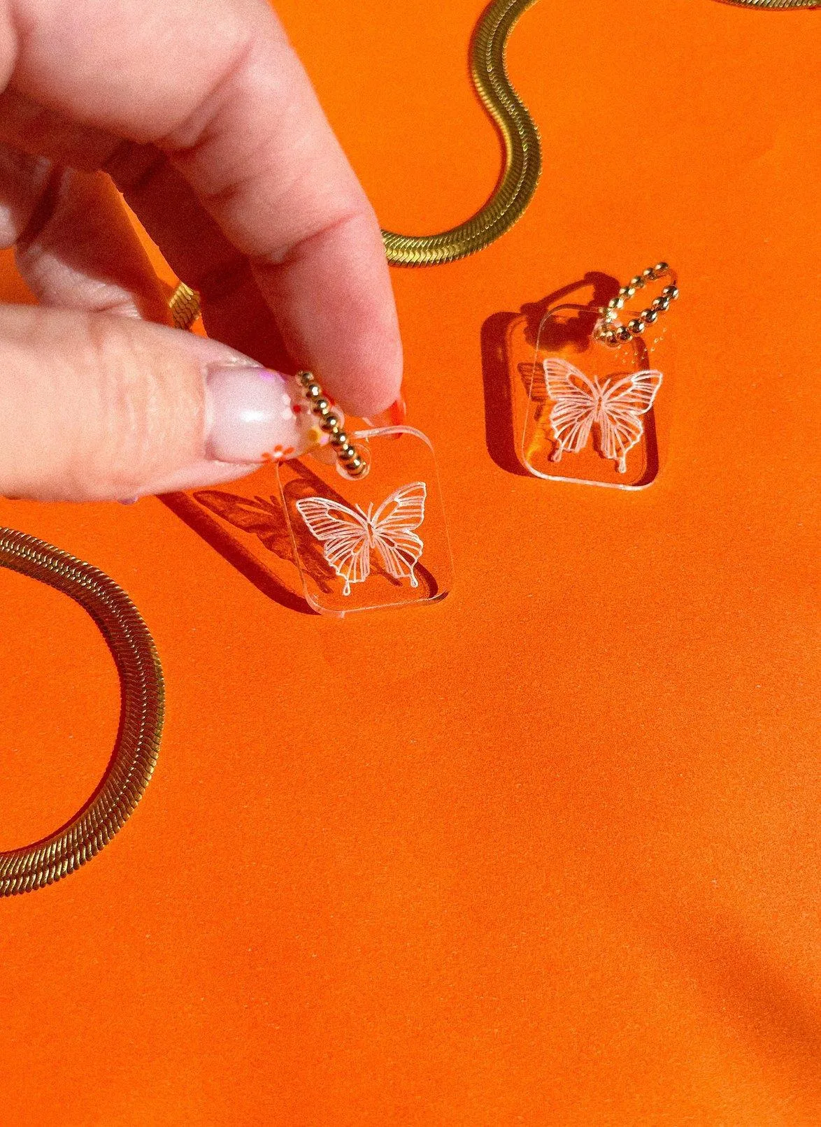 Glass Butterfly Hoops