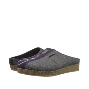 Haflinger Women's Magic 2-Tone Wool Clog in Grey/Eggplant Purple Haflinger Women's Magic 2-Tone Wool Clog in Grey/Eggplant Purple