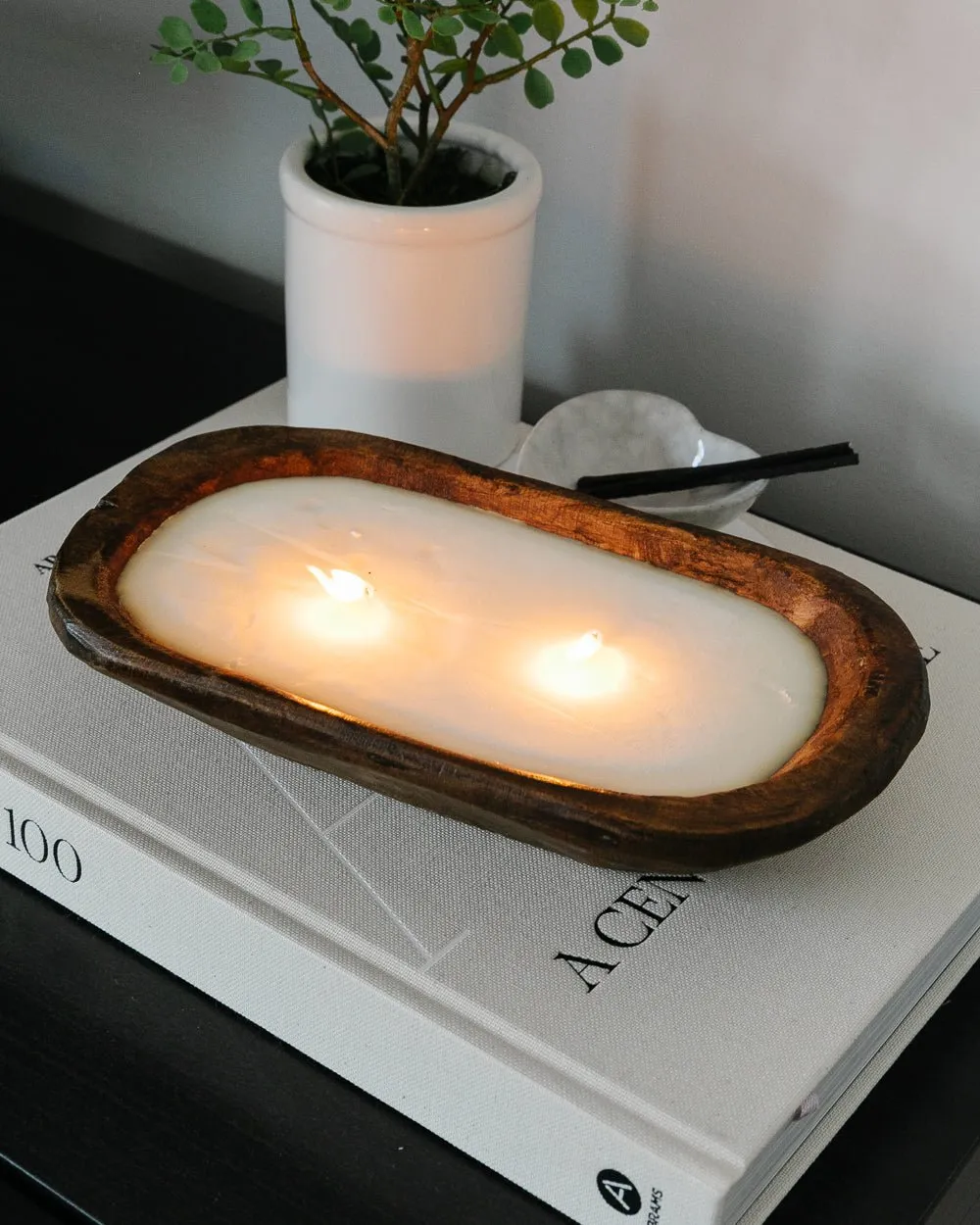 Hand Carved Wooden Candle