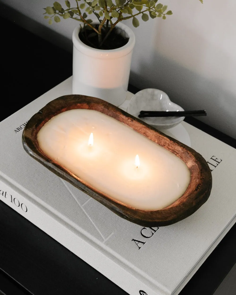 Hand Carved Wooden Candle