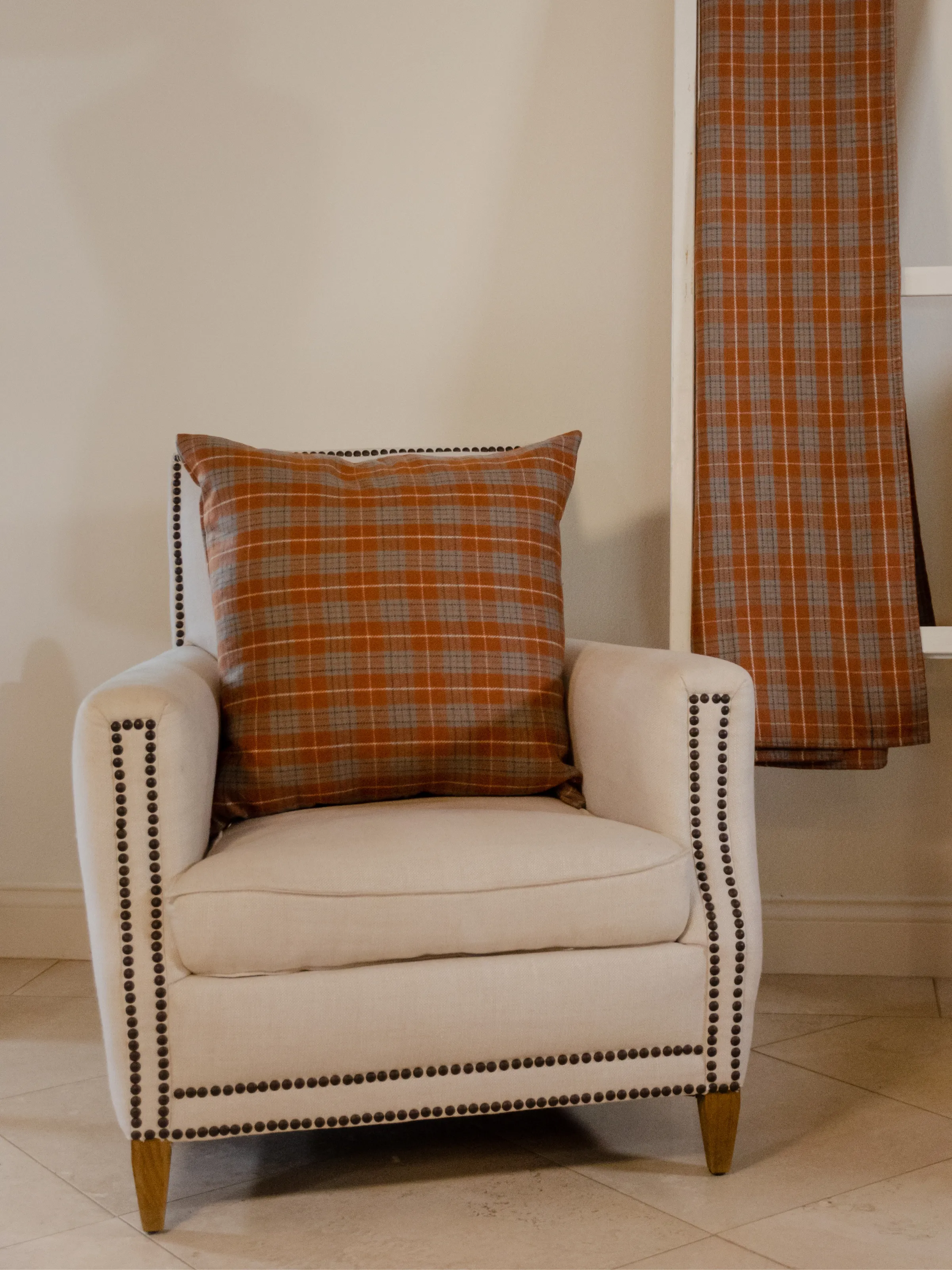 Highlands Pumpkin Plaid Wool Pillow