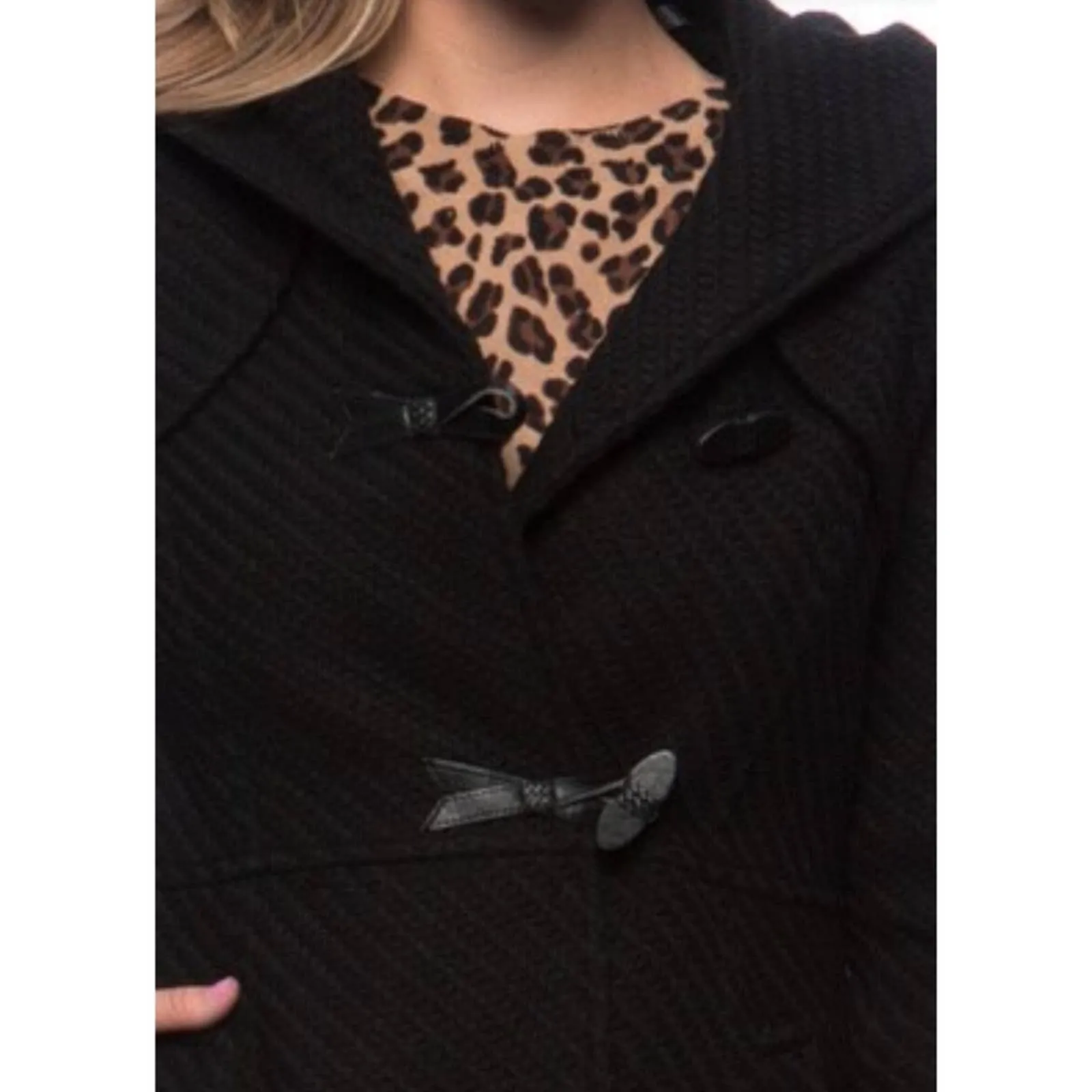 Jessica Simpson Braided Wool Duffle Toggle Coat Large