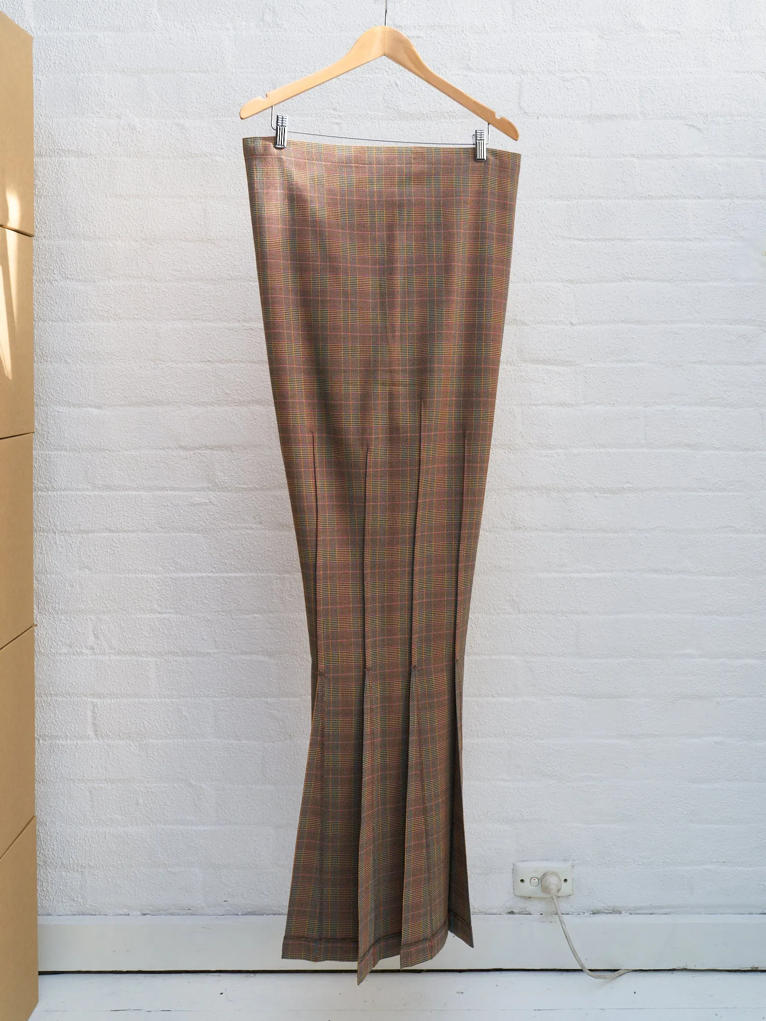 Junya Watanabe Comme des Garcons 1997 orange wool check strapless dress - sz S