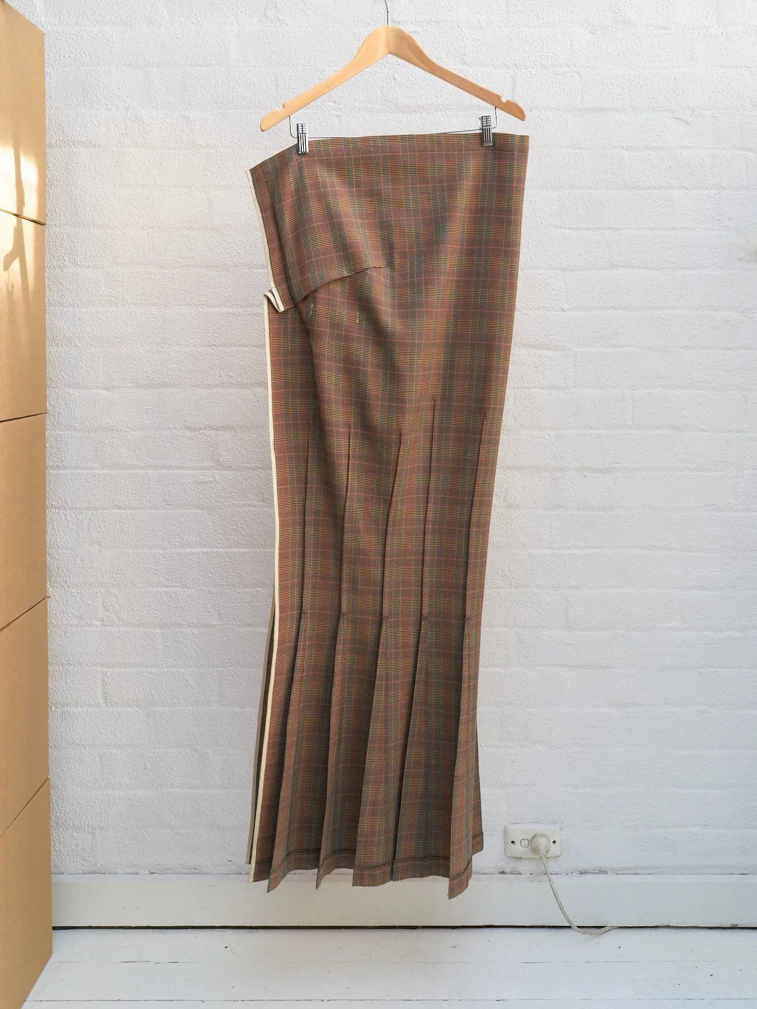 Junya Watanabe Comme des Garcons 1997 orange wool check strapless dress - sz S