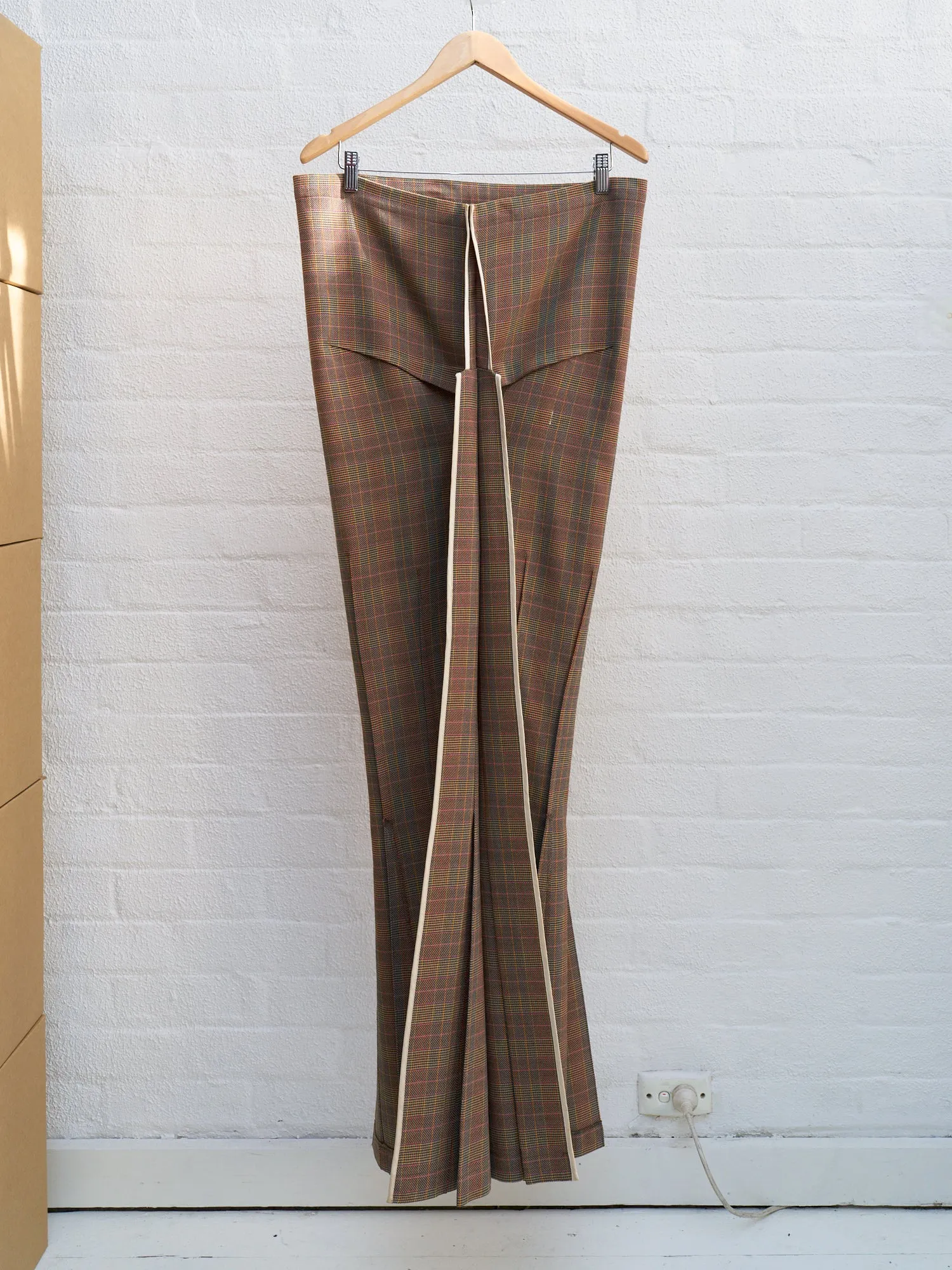 Junya Watanabe Comme des Garcons 1997 orange wool check strapless dress - sz S