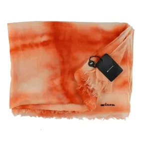 Kiton Cashmere Silk Scarf Orange White SALE Kiton Cashmere Silk Scarf Orange White SALE