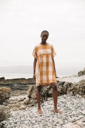 Lois-Cay Organic Cotton Dress in Ecru and Golden Tan Lois-Cay Organic Cotton Dress in Ecru and Golden Tan