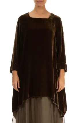 Longer Sides Golden Sage Silk Velvet Tunic Longer Sides Golden Sage Silk Velvet Tunic