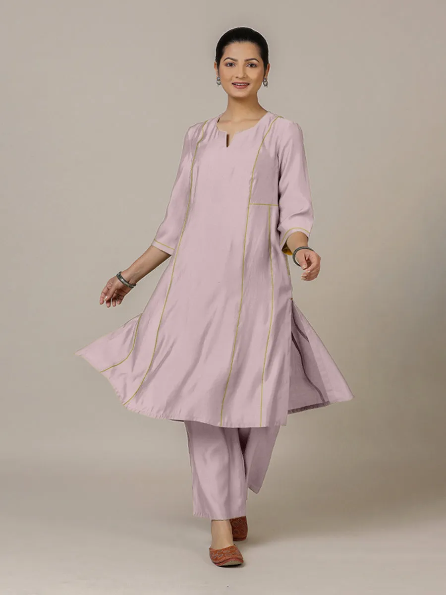 Mahi x Rozaana | A Line Kurta in Lilac with Thread Work | Coords or Only Kurta