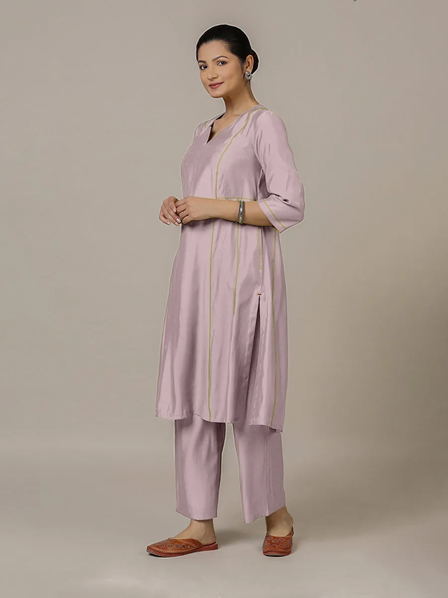 Mahi x Rozaana | A Line Kurta in Lilac with Thread Work | Coords or Only Kurta