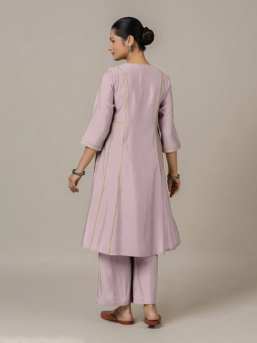 Mahi x Rozaana | A Line Kurta in Lilac with Thread Work | Coords or Only Kurta