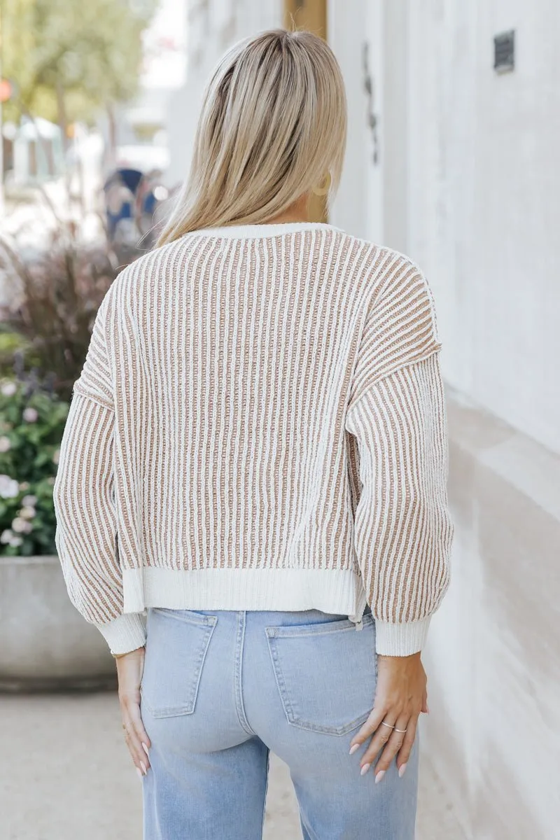 Maria Textured Pullover Sweater - Khaki