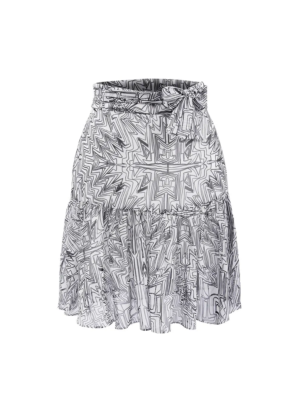 MARK FAST WOMEN GRAFFITI PRINTED MINI A-LINE SKIRT WITH BELT