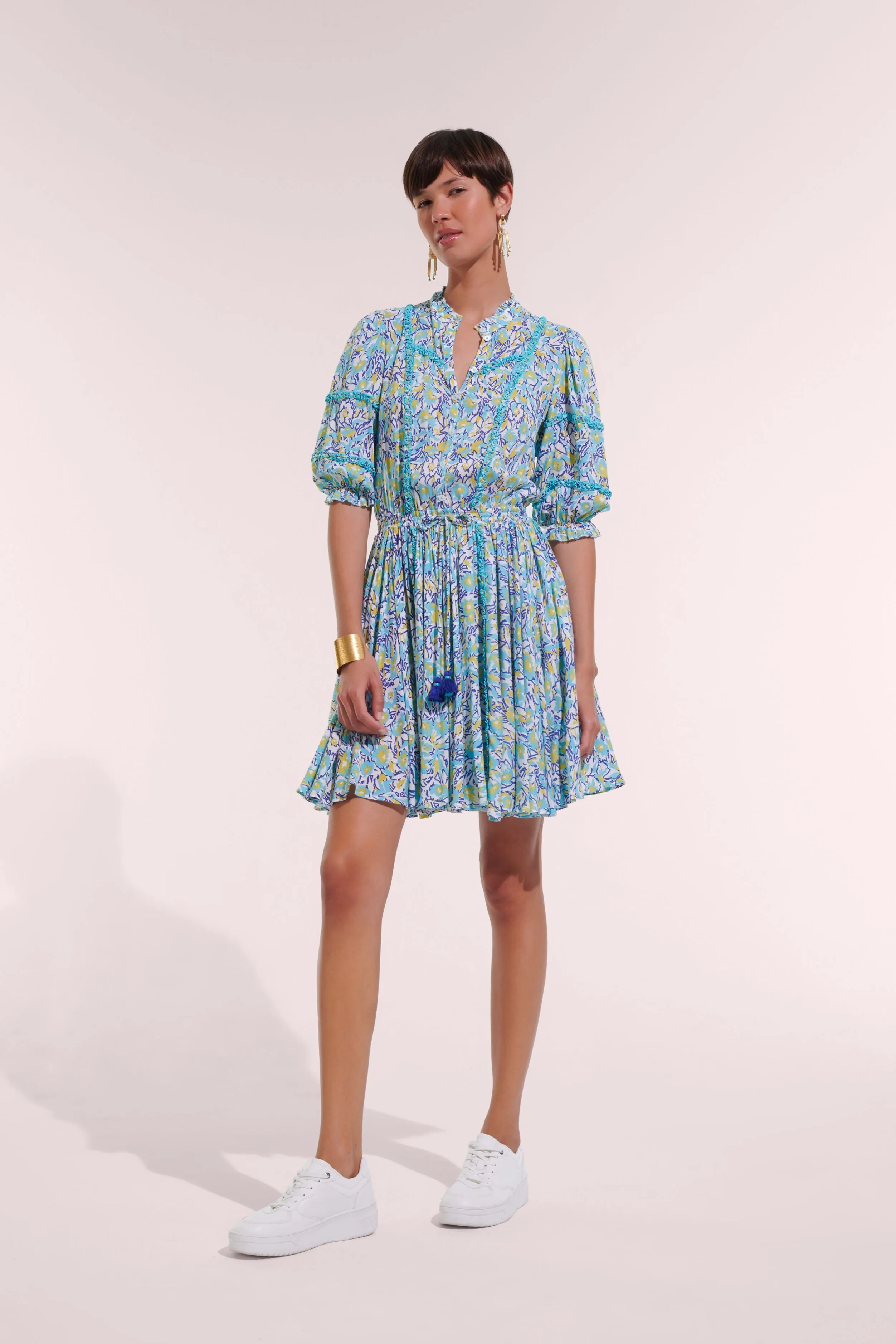 Mini Dress Amanda - Turquoise Graffiti