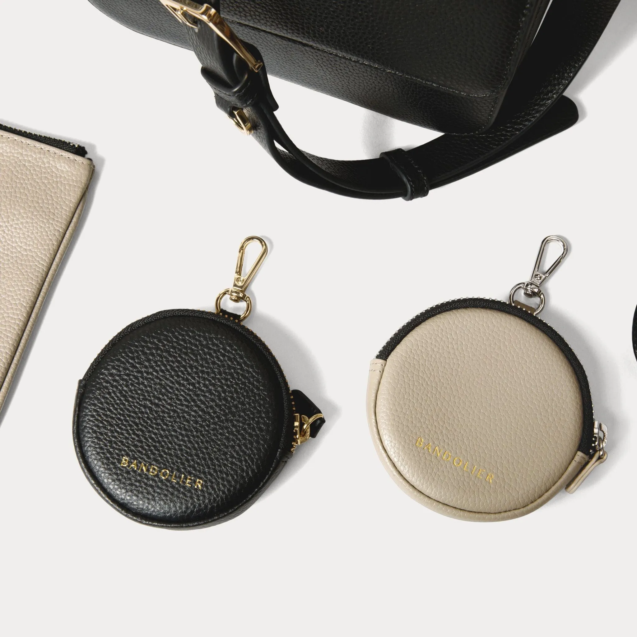 Mini Round Pouch - Greige/Silver