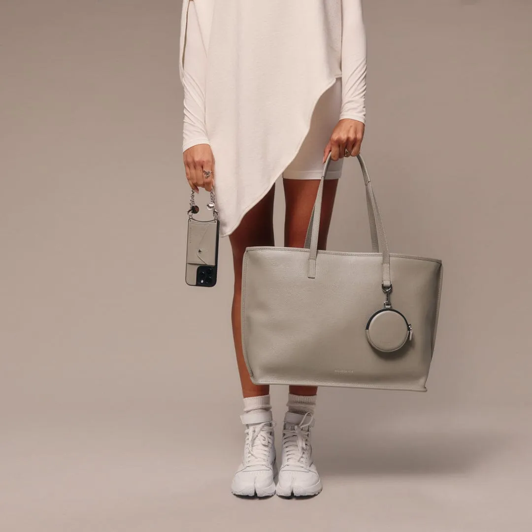 Mini Round Pouch - Greige/Silver