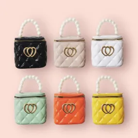 Mini Square Jelly Purse Flap Handbag with Pearls Top Handle Faux Quilted Crossbody Bag Mini Square Jelly Purse Flap Handbag with Pearls Top Handle Faux Quilted Crossbody Bag