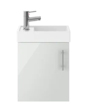 Minimalist Wall Hung Basin & Cabinet Grey Mist 400mm Minimalist Wall Hung Basin & Cabinet Grey Mist 400mm